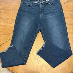 Nine West Dark Ankle Jeans with Frayed Hem